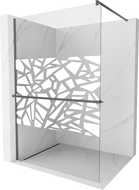 Mexen Kioto+ sklenene dvere z policou Walk-in 140 x 200 cm, biely vzor, gun metal - 800-140-121-95-85