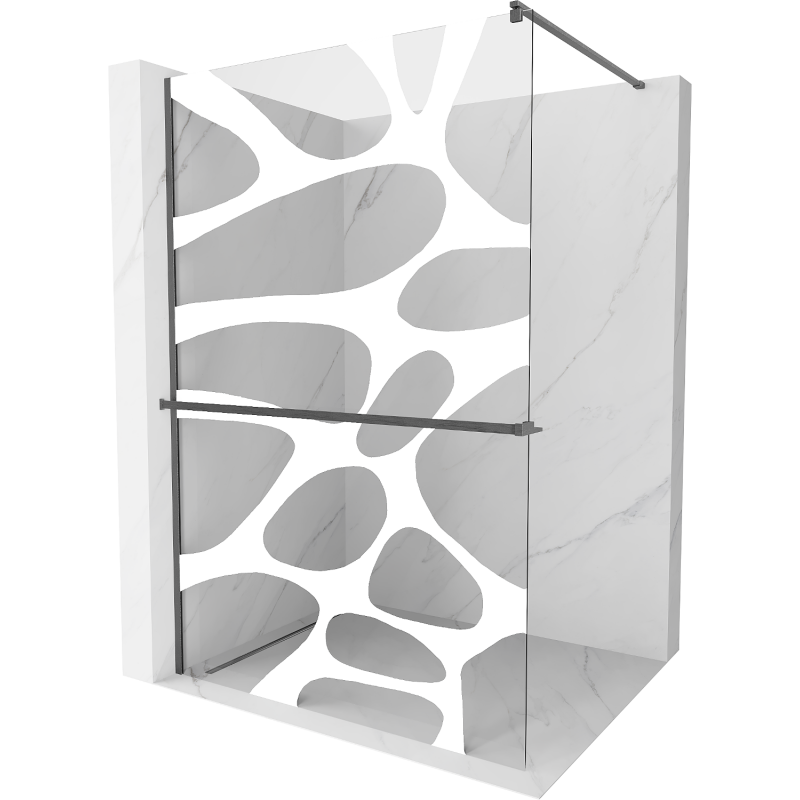 Mexen Kioto+ sprchová stena s poličkou Walk-in 110 x 200 cm, biela vlna, gun gray brúsený - 800-110-121-66-97