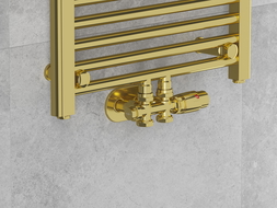 Mexen Uni-Term radiátorový ventil rohový/priamy, Duplex, DN50, zlatý - W908-000-50