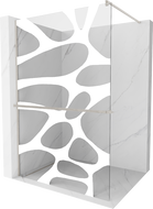 Mexen Kioto+ sprchová stena s policou Walk-in 80 x 200 cm, biela vlna, brúsený nikel - 800-080-121-97-97