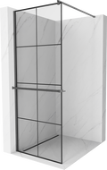 Mexen Kioto+ sprchová stena s poličkou Walk-in 90 x 200 cm, čierny vzor, gun gray brúsený - 800-090-121-66-77