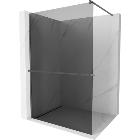 Mexen Kioto+ sprchová stena s poličkou Walk-in 70 x 200 cm, grafitová, gun gray brúsená - 800-070-121-66-40