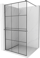 Mexen Kioto+ sprchová stěna s poličkou Walk-in 120 x 200 cm, černý vzor, gun metal - 800-120-121-95-77