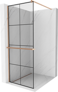 Mexen Kioto+ sprchová stena s poličkou Walk-in 80 x 200 cm, čierny vzor, mosadz kartáčovaná - 800-080-121-65-77