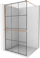 Mexen Kioto+ sprchový panel so stojanom Walk-in 100 x 200 cm, čierny vzor, brúsená meď - 800-100-121-65-77