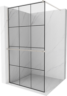 Mexen Kioto+ sprchová stena s poličkou Walk-in 100 x 200 cm, čierny vzor, kartáčovaný nikel - 800-100-121-97-77