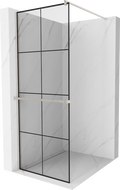 Mexen Kioto+ sprchová stena s poličkou Walk-in 70 x 200 cm, čierny vzor, brúsený nikel - 800-070-121-97-77