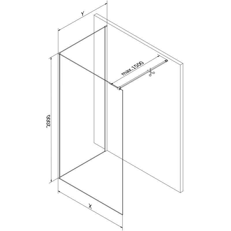 Mexen Kioto Sprchová stena Walk-in 90 x 80 cm, čierny rám, zlatá kartáčovaná - 800-090-212-55-70-080