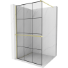 Mexen Kioto+ sprchový panel s poličkou Walk-in 100 x 200 cm, čierny vzor, zlatá brúsená - 800-100-121-55-77