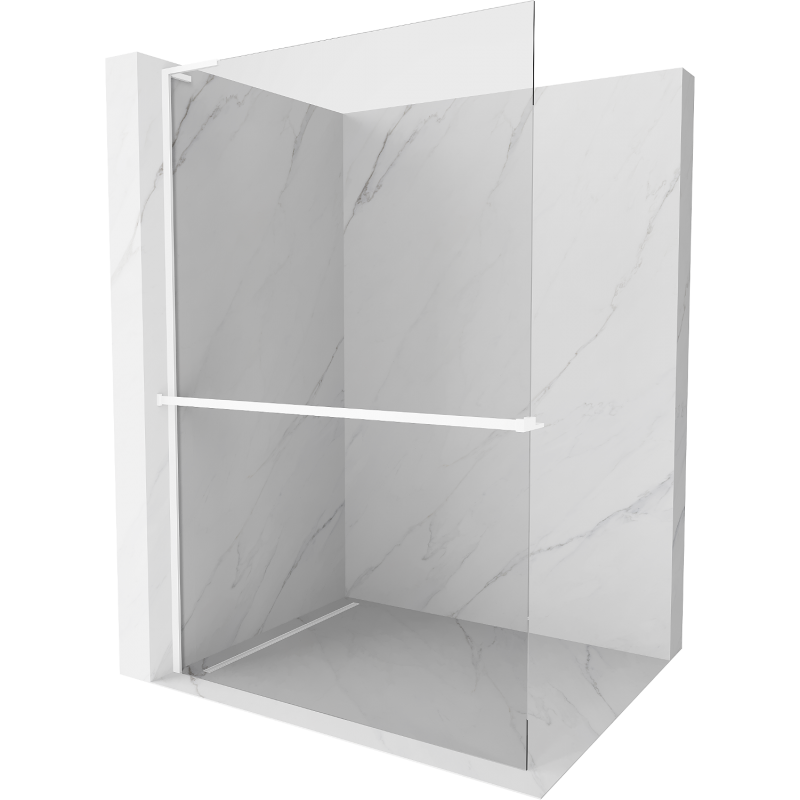 Mexen Kioto+ L sprchová stena s policou Walk-in 105 x 200 cm, priehľadná, biela - 800-105-123-20-00