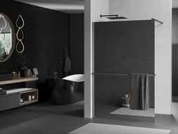 Mexen Kioto+ sprchová stena s poličkou Walk-in 120 x 200 cm, zrkadlo, gun metal - 800-120-121-95-50