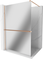 Mexen Kioto+ sprchová stena s poličkou Walk-in 140 x 200 cm, zrkadlo, brúsená meď - 800-140-121-65-50
