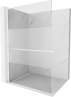 Mexen Kioto+ L sprchová stena s poličkou Walk-in 70 x 200 cm, transparentná/matná, biela - 800-070-123-20-35