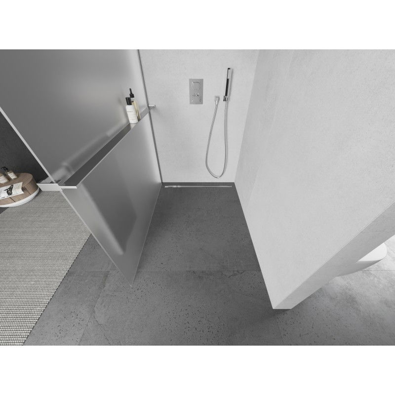 Mexen Kioto+ L sprchová stena s poličkou Walk-in 80 x 200 cm, mrazená, chróm - 800-080-123-01-30