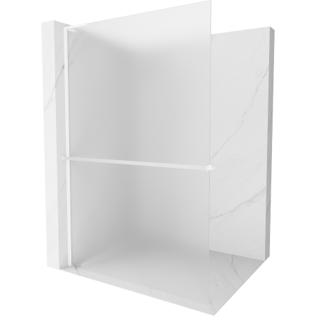 Mexen Kioto+ L sprchová stena s poličkou Walk-in 70 x 200 cm, mrazený, biela - 800-070-123-20-30