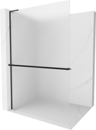 Mexen Kioto+ L sprchová zástena s poličkou Walk-in 70 x 200 cm, mliečne, čierna - 800-070-123-70-30