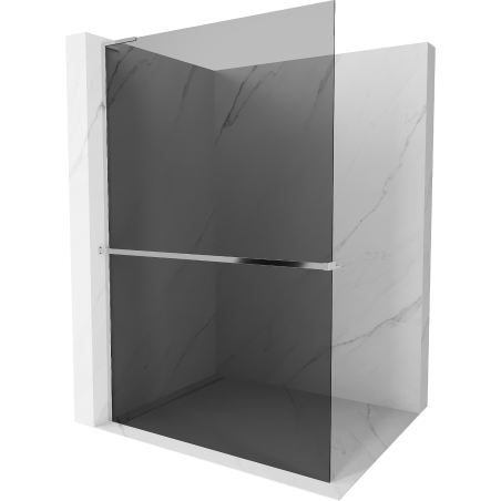 Mexen Kioto+ L sprchová stena s policou Walk-in 70 x 200 cm, grafit, chróm - 800-070-123-01-40