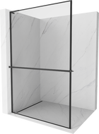 Mexen Kioto+ L sprchový panel so sklenenou poličkou Walk-in 120 x 200 cm, čierny dizajn, čierny - 800-120-123-70-70