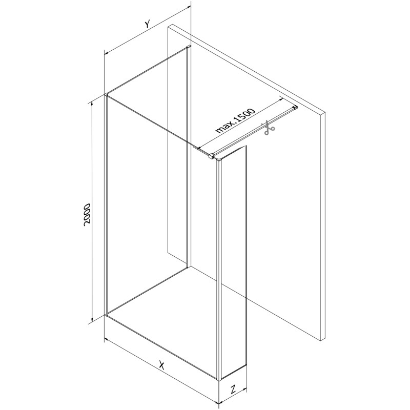 Mexen Kioto sprchová stena Walk-in 100 x 70 x 30 cm, transparentná, zlatá - 800-100-070-221-50-00-030
