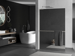 Mexen Kioto+ L sprchový panel s poličkou Walk-in 90 x 200 cm, zrkadlo, nerezová oceľ - 800-090-123-97-50