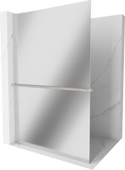 Mexen Kioto+ L sprchový panel s poličkou Walk-in 90 x 200 cm, zrkadlo, nerezová oceľ - 800-090-123-97-50