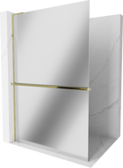 Mexen Kioto+ L sprchová zástena s poličkou Walk-in 100 x 200 cm, zrkadlo, zlatá - 800-100-123-50-50