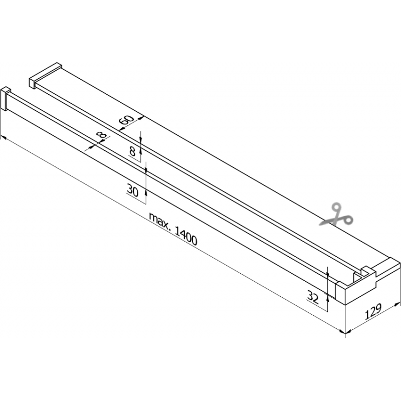 Mexen polička do sprchovej steny s tyčou na uteráky, brúsená gun gray - 800-02-66