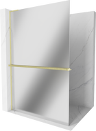 Mexen Kioto+ L sprchová stena s poličkou Walk-in 100 x 200 cm, zrkadlo, zlatá kartáčovaná - 800-100-123-55-50