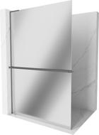 Mexen Kioto+ L sprchový panel so sklenenou poličkou Walk-in 110 x 200 cm, zrkadlo, gun metal - 800-110-123-95-50