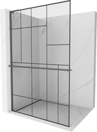 Mexen Kioto+ L sprchová stena s poličkou Walk-in 80 x 200 cm, čierny vzor, gun metal - 800-080-123-95-78