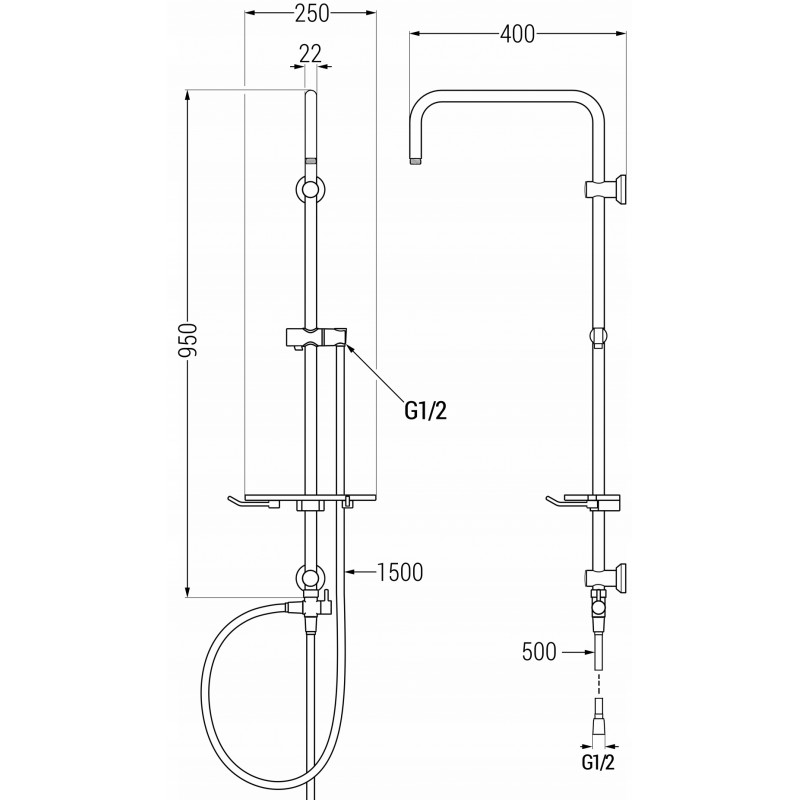 Mexen T sprchový stĺp, zlatý - 7939399-50