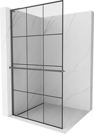 Mexen Kioto+ L sprchová stena s poličkou Walk-in 120 x 200 cm, čierny vzor, gun metal - 800-120-123-95-77