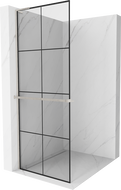 Mexen Kioto+ L sprchová stena s poličkou Walk-in 90 x 200 cm, čierny vzor, nerezová oceľ - 800-090-123-97-77
