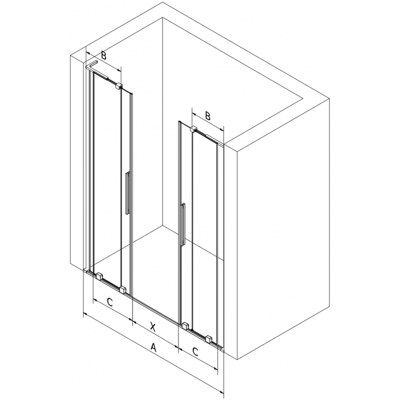 Mexen Velar L Duo sprchové dvere posuvné 150 cm, transparentné, chróm - 871-150-003-02-01