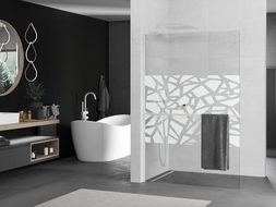 Mexen Kioto+ L sprchová stena s policou Walk-in 80 x 200 cm, biely vzor, biela - 800-080-123-20-85
