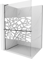 Mexen Kioto+ L sprchový panel so zásuvkou Walk-in 110 x 200 cm, biely vzor, gun gray brúsený - 800-110-123-66-85