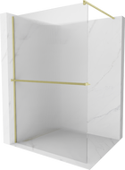 Mexen Kioto+ sprchová zástena s poličkou Walk-in 70 x 200 cm, číra, zlato kartáčované - 800-070-121-55-09