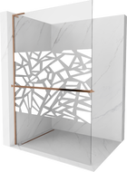 Mexen Kioto+ L sprchový panel so sklenenou policou Walk-in 90 x 200 cm, biely vzor, ružové zlato - 800-090-123-60-85