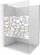Mexen Kioto+ L sprchový panel so stĺpikom Walk-in 120 x 200 cm, biely vzor, zlatá brúsená - 800-120-123-55-85