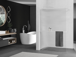 Mexen Kioto+ sprchová stena s poličkou Walk-in 70 x 200 cm, pruhovaná, biela - 800-070-121-20-09