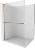 Mexen Kioto+ L sprchová stena s poličkou Walk-in 70 x 200 cm, matné, brúsené bronz - 800-070-123-65-09