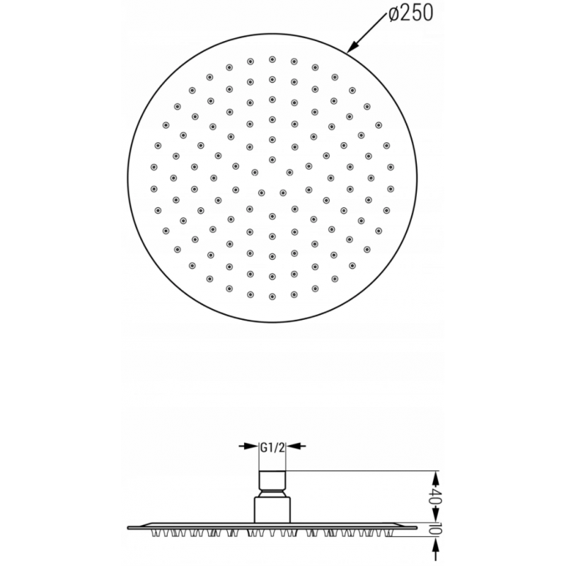 Mexen Slim sprchová hlavica 25 cm s ramienkom, biela - 79225211-20