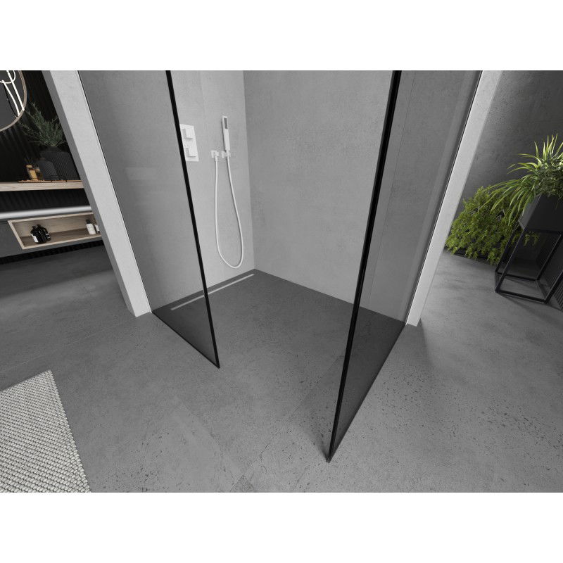 Mexen Kioto sprchová stena Walk-in 120 x 80 cm, čierny rám, biela - 800-120-202-20-70-080