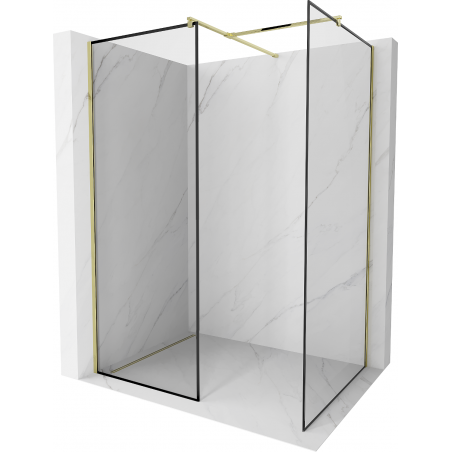 Mexen Kioto sprchová stena Walk-in 80 x 70 cm, čierny vzor, zlatá - 800-080-202-50-70-070