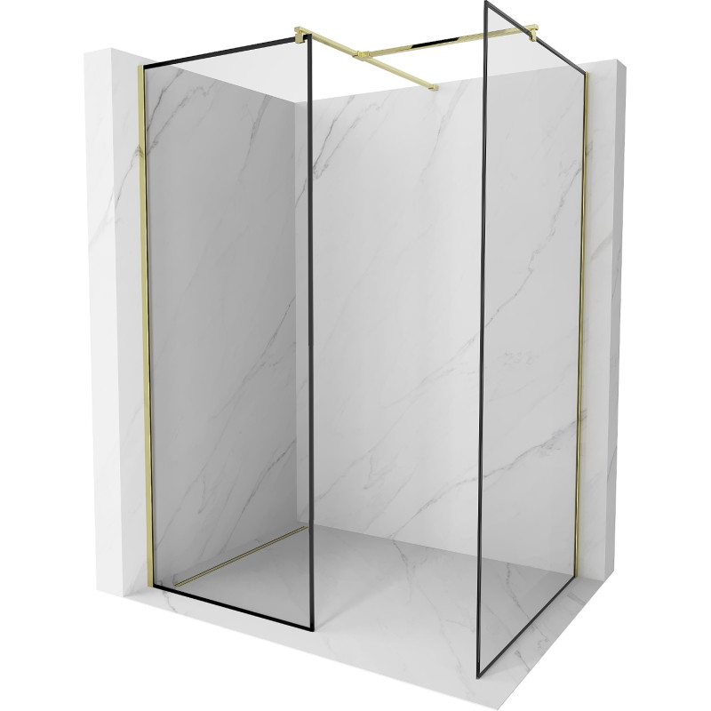 Mexen Kioto sprchová stena Walk-in 80 x 80 cm, čierny rámik, zlatá - 800-080-202-50-70-080