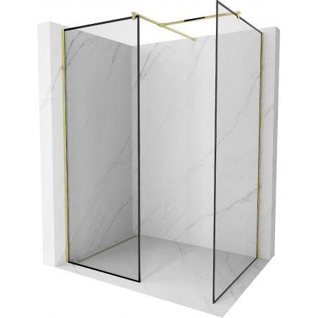 Mexen Kioto sprchová stena Walk-in 80 x 80 cm, čierny rámik, zlatá - 800-080-202-50-70-080