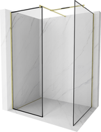 Mexen Kioto sprchová stena Walk-in 80 x 80 cm, čierny rámik, zlatá - 800-080-202-50-70-080