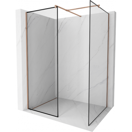 Mexen Kioto sprchová stena Walk-in 130 x 100 cm, čierny vzor, ružové zlato - 800-130-202-60-70-100