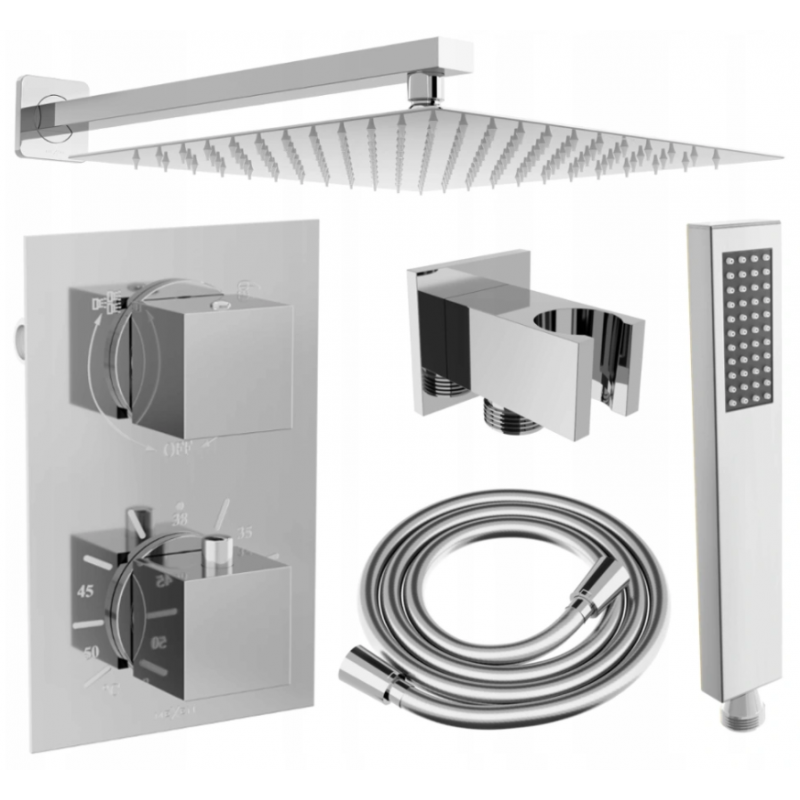 Mexen Cube DR02 podomietková sprchová sada s dažďovou sprchou 30 cm, chróm - 77502DR0230-00
