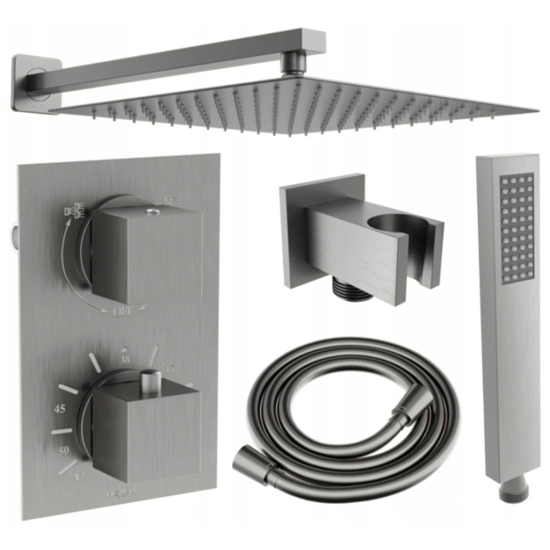 Mexen Cube DR02 podomietková sprchová sada s dažďovou hlavicou 30 cm, kifa sivá leštená - 77502DR0230-66
